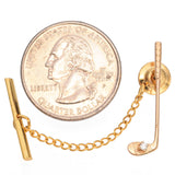 14K Yellow Gold Golf Club with Diamond Lapel Pin Tie Tack