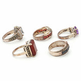 Lot of 5 Vintage Judith Jack Sterling Silver Multi-Stone Rings Size 7 - 9