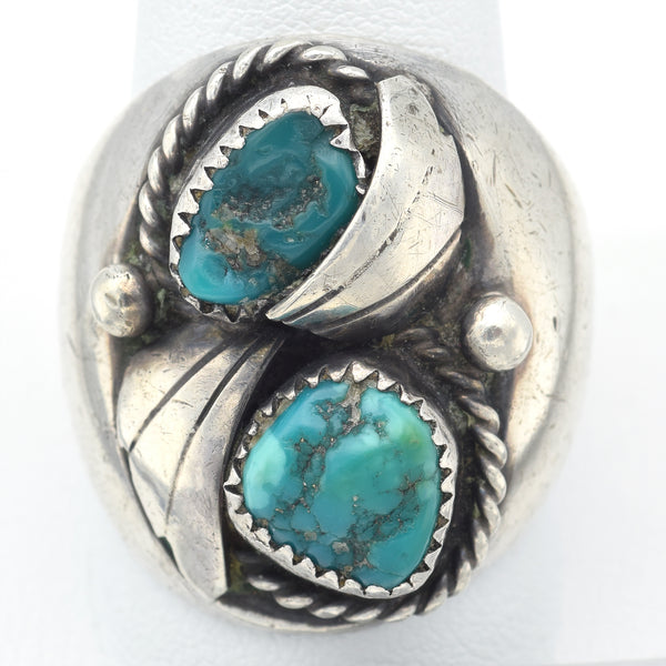 Vintage Sterling Silver Turquoise Cocktail Southwestern Ring