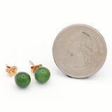 Vintage 10K Rose Gold Nephrite Stud Earrings