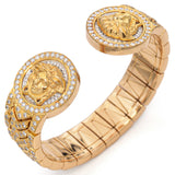 Gianni Versace 18K Yellow Gold 6.13 TCW Diamond Medusa Cuff Bracelet