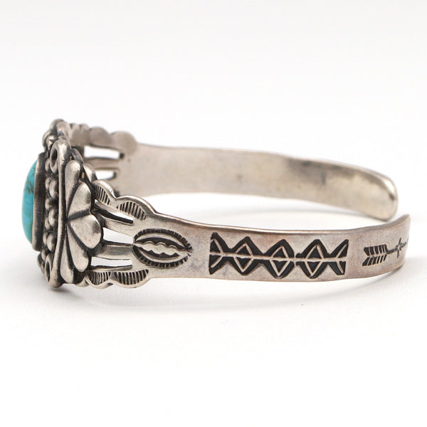 Vintage Native American Southwestern Sterling Silver Turquoise Cuff Bracelet