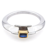 Estate Designer Signed 18K & 22K Multi-Tone Gold Sapphire Band Ring Size 6.5