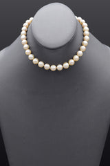 Antique 14K White Gold 9-10 mm Pearl & Old Euro Diamond Beaded Strand Necklace