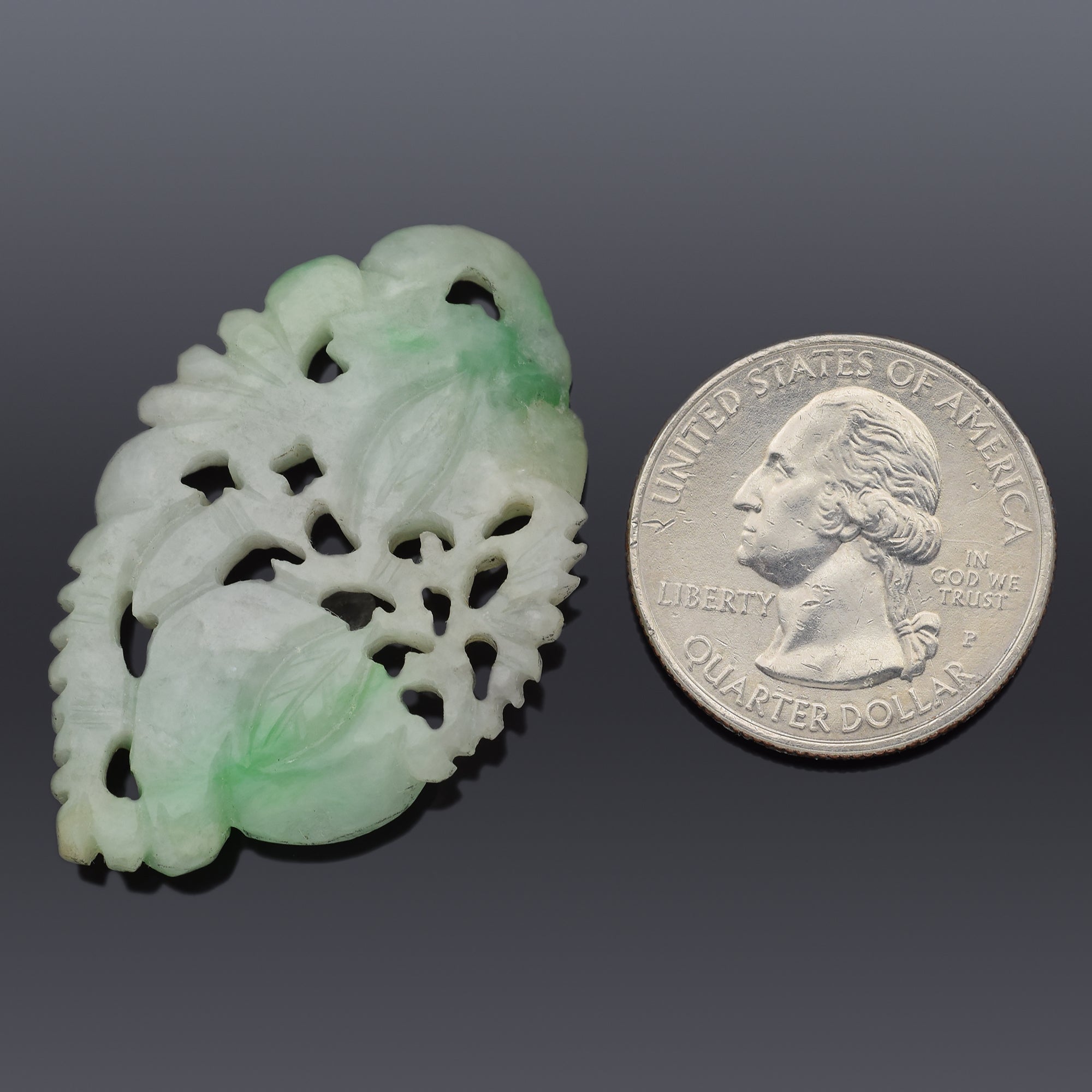 Antique Green Jade Carved Fruit Openwork Pendant