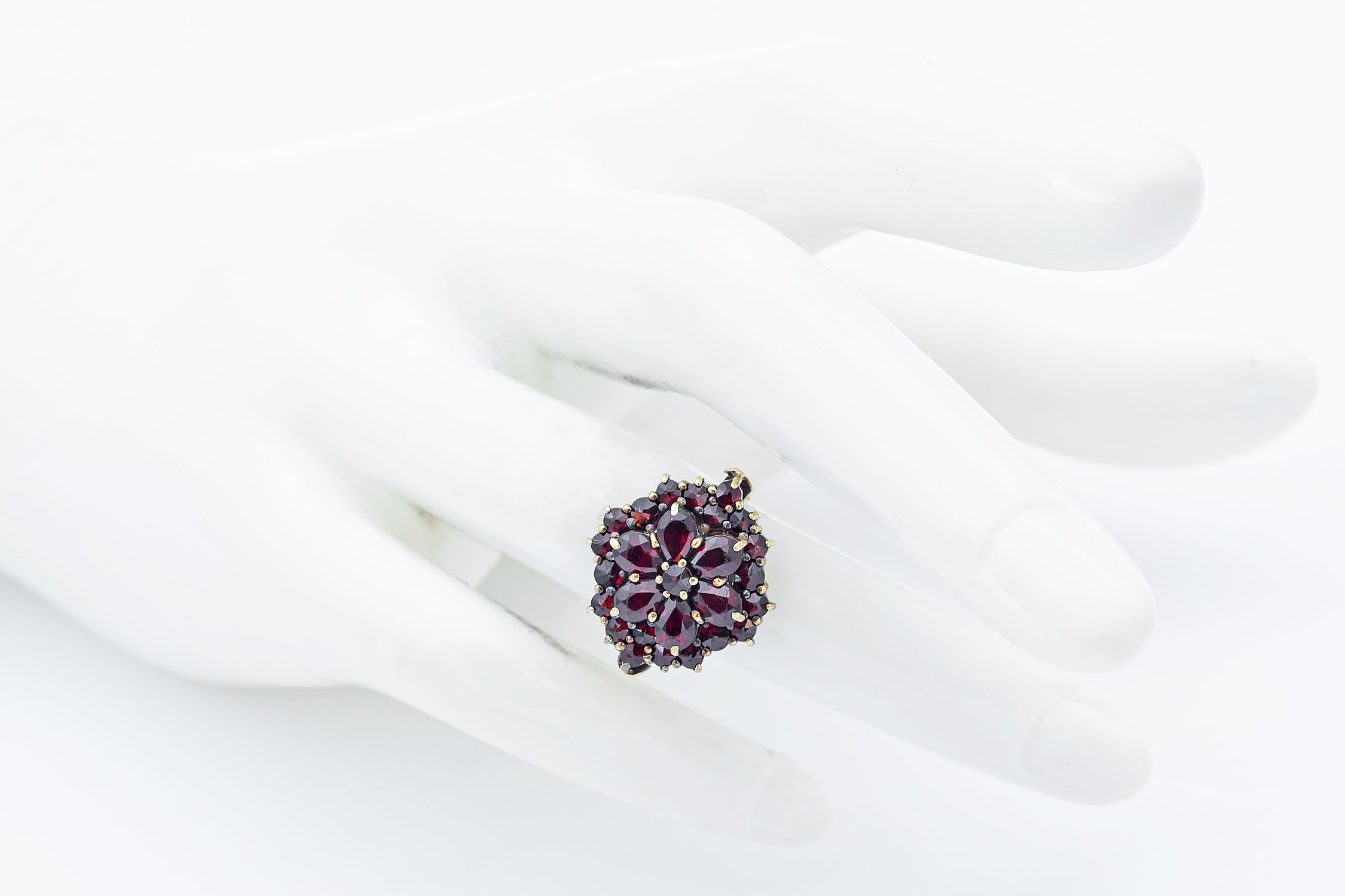 Antique Garnet 14K Yellow Gold Cluster Ring Size 3.5