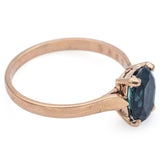 Estate 18K Yellow Gold 1.40 Ct Blue Tourmaline Oval Band Ring Size 7