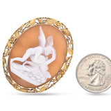 Antique 14K Yellow Gold Cameo Eros Waking Up Psyche Brooch