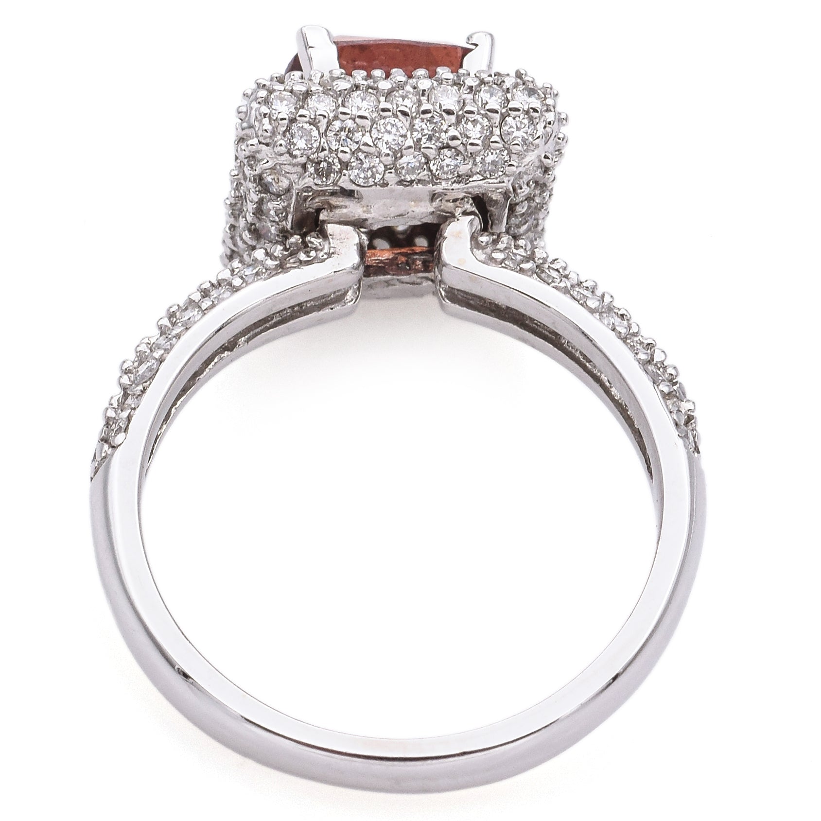 Estate 18K White Gold 1.65 Ct Padparadscha Sapphire & 1.20 TCW Diamond Band Ring