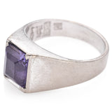 Vintage Silver, Gold, Palladium Rectangle 1.2 Ct. Purple Sapphire Pinky Ring