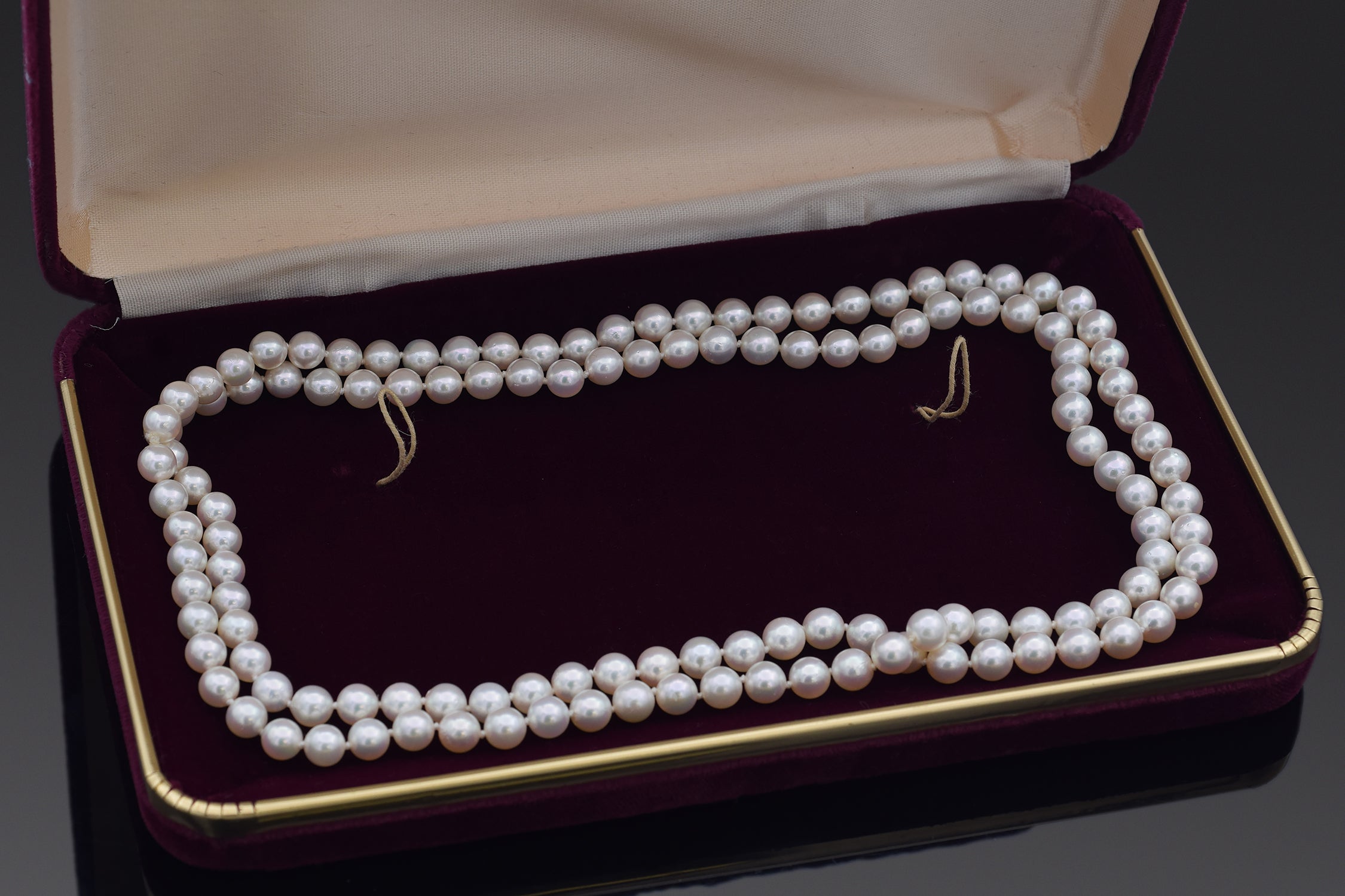 Vintage Pearl Beaded Strand Necklace with Box 34 Inches