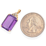 14K Yellow Gold Emerald Cut 10.23 Ct. Amethyst Diamond Pendant