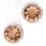 John C. Rinker 14K Yellow Gold 5.15 Ct. Citrine Halo Stud Earrings