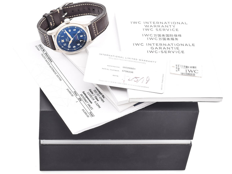 IWC Schaffhausen Spitfire Ref 3268 Pilot’s Automatic Watch 39mm Box & Book