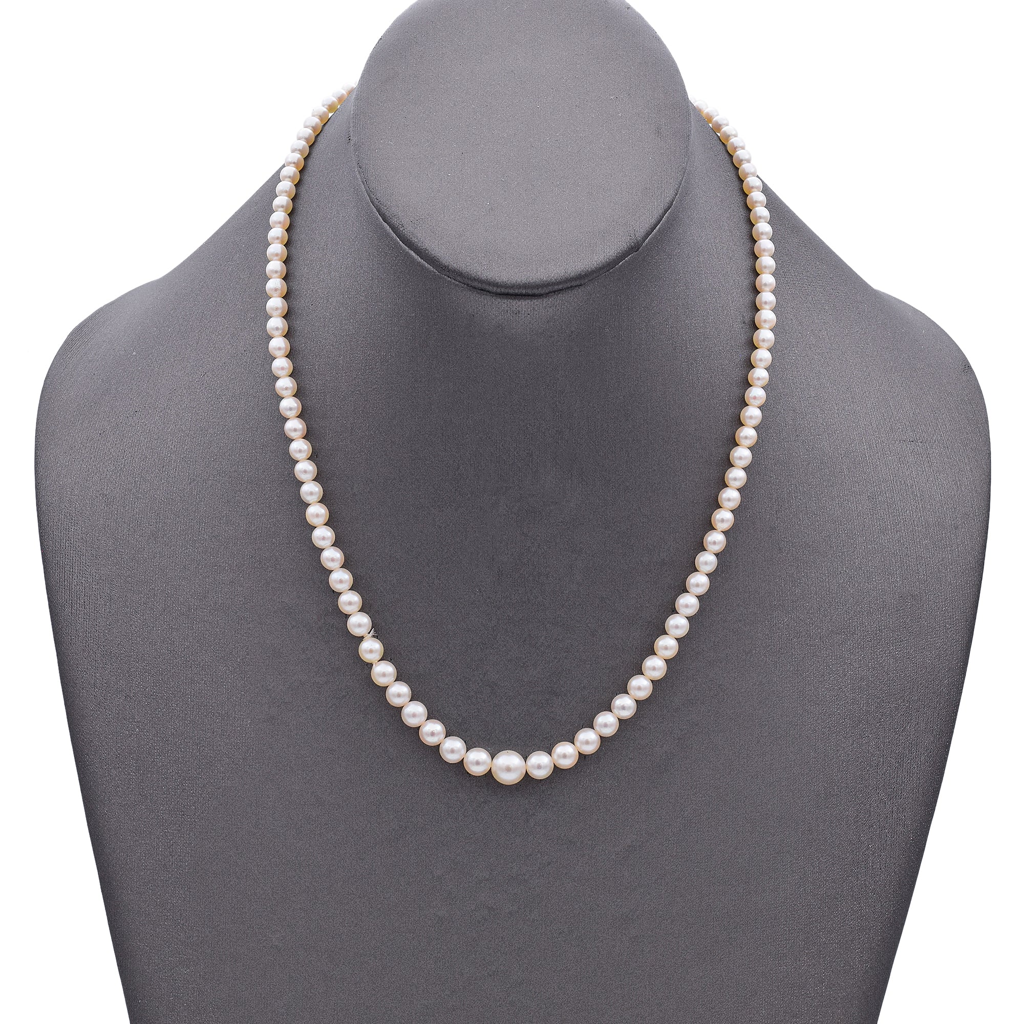 Mikimoto Sterling Silver Cultured Pearl Graduated Beaded Strand Necklace w/Box