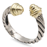 David Yurman Sterling Silver 14K Yellow Gold Cable Bypass Ring