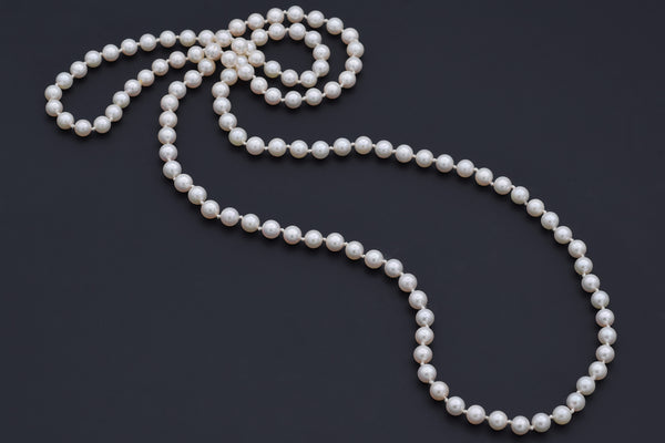 Vintage 6.5-7 mm Pearl Beaded Strand Necklace 38 Inches