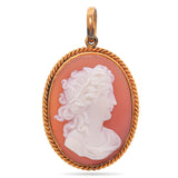 Antique 18K Yellow Gold Arethusa Carnelian Cameo Pendant