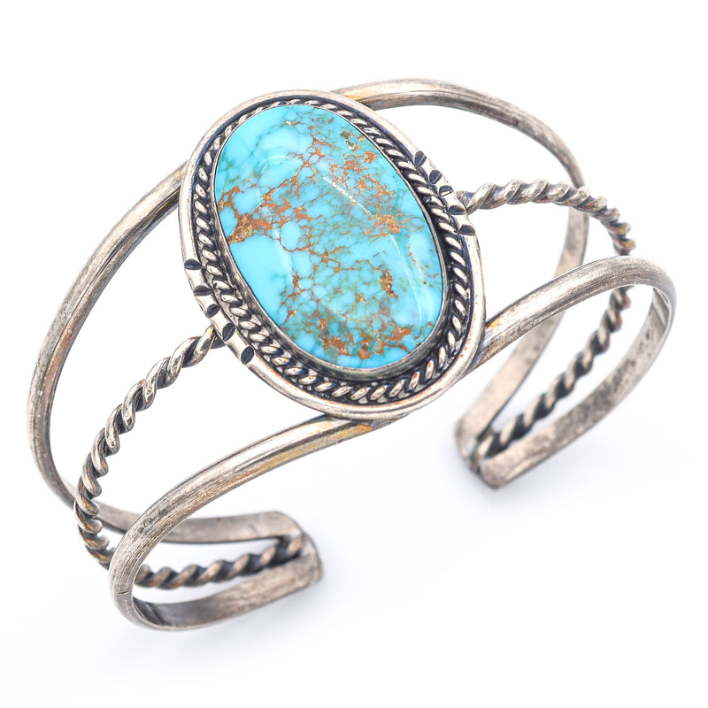 Vintage Sterling Silver Turquoise Southwestern Cuff Bracelet