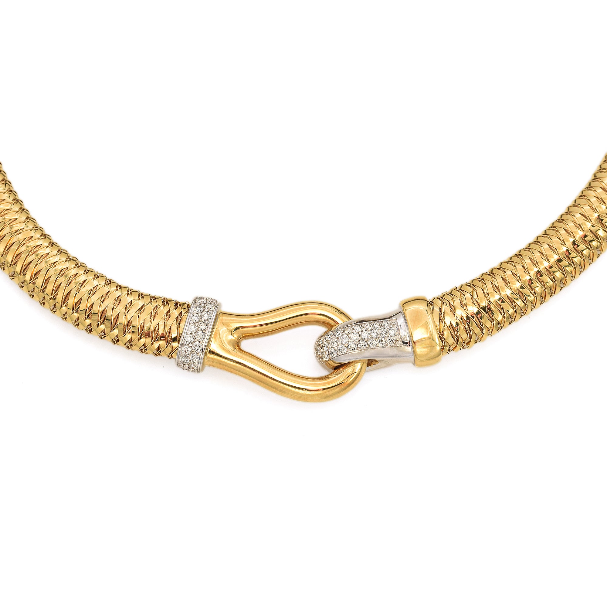 Roberto Coin 18K Yellow Gold Diamond Primavera Weave Stretch Choker Necklace