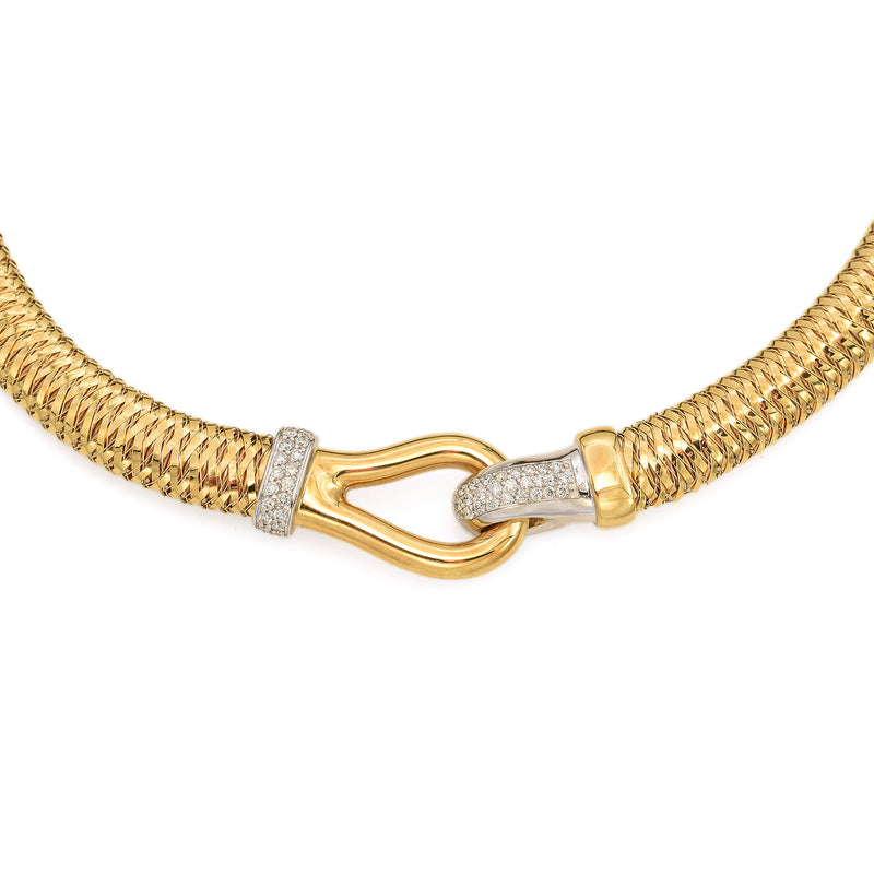 Roberto Coin 18K Yellow Gold Diamond Primavera Weave Stretch Choker Necklace