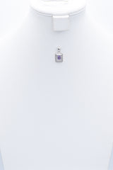 Estate 14K White Gold Amethyst & CZ Rectangle Pendant