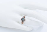 Antique 10K Rose Gold Lab Emerald & Pearl Band Ring Size 6.5