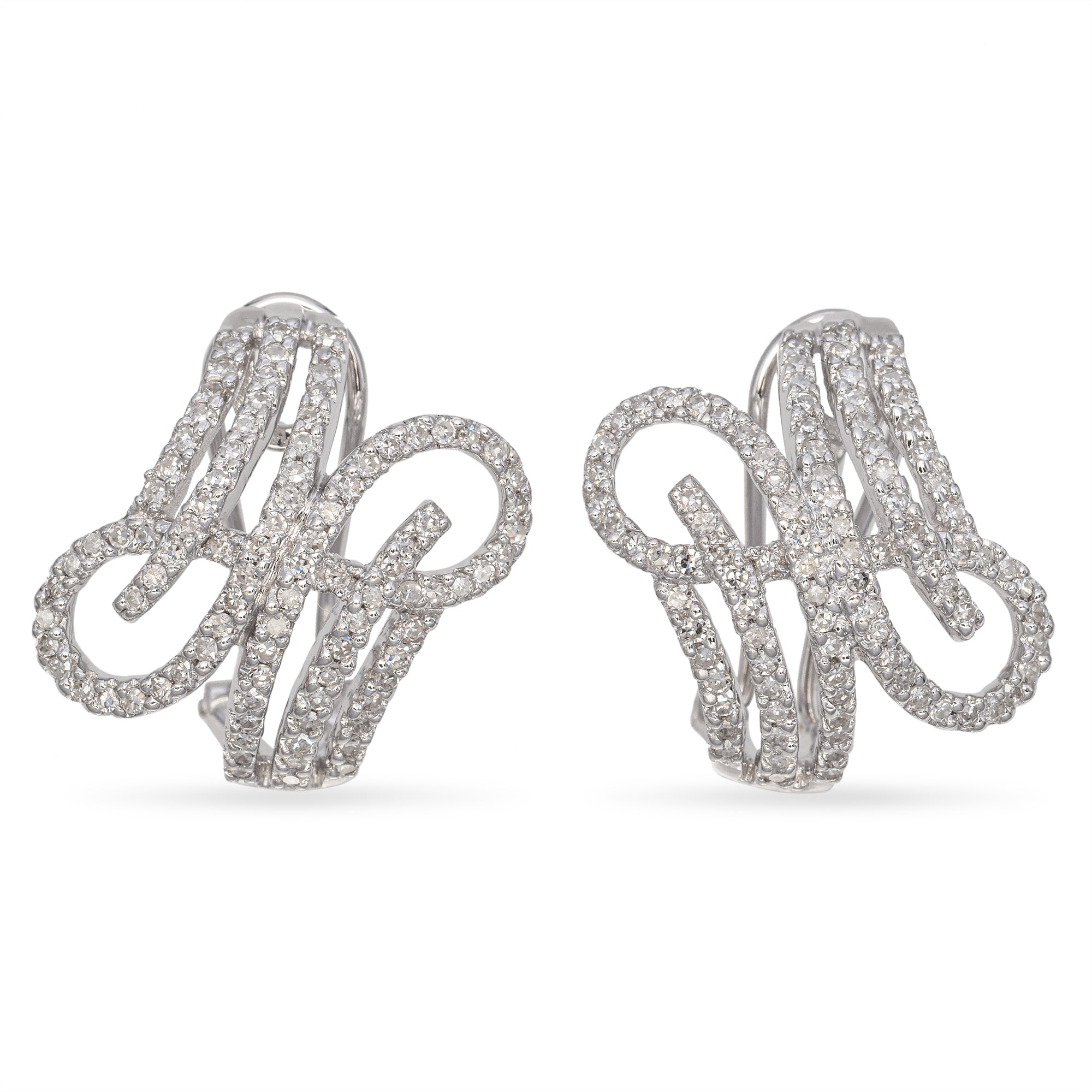 14K White Gold 0.87 TCW Diamond Omega Back Earrings