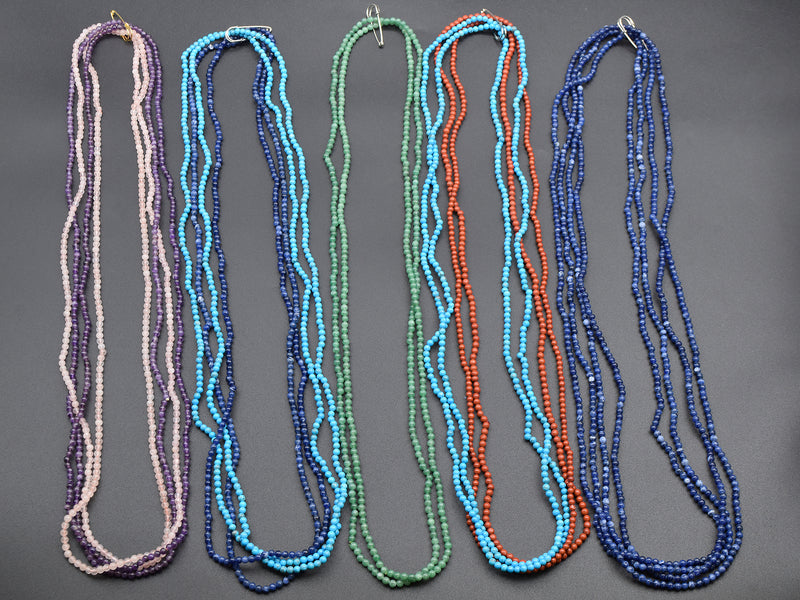 Lot of 18 Multi-Stone 4 mm Long Beaded Strand Necklaces