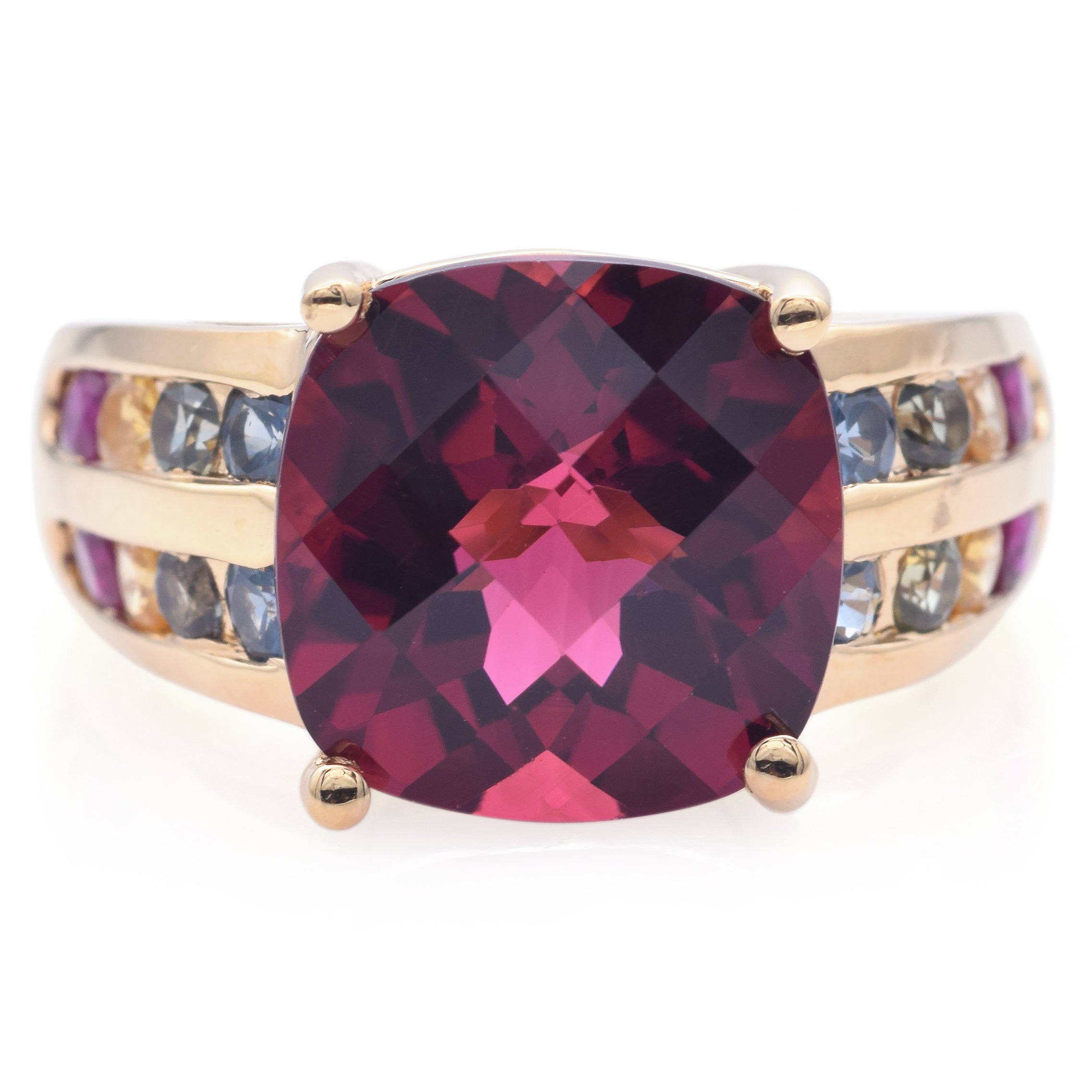 John C. Rinker 18K Yellow Gold 8.53ct Rubellite Tourmaline & Sapphires Band Ring