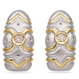 14K Matte Brushed White & High Polish Yellow Gold 0.29 TCW Diamond Earrings