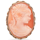 Antique14K Yellow Gold Cameo Shell Cocktail Ring Size 6.5