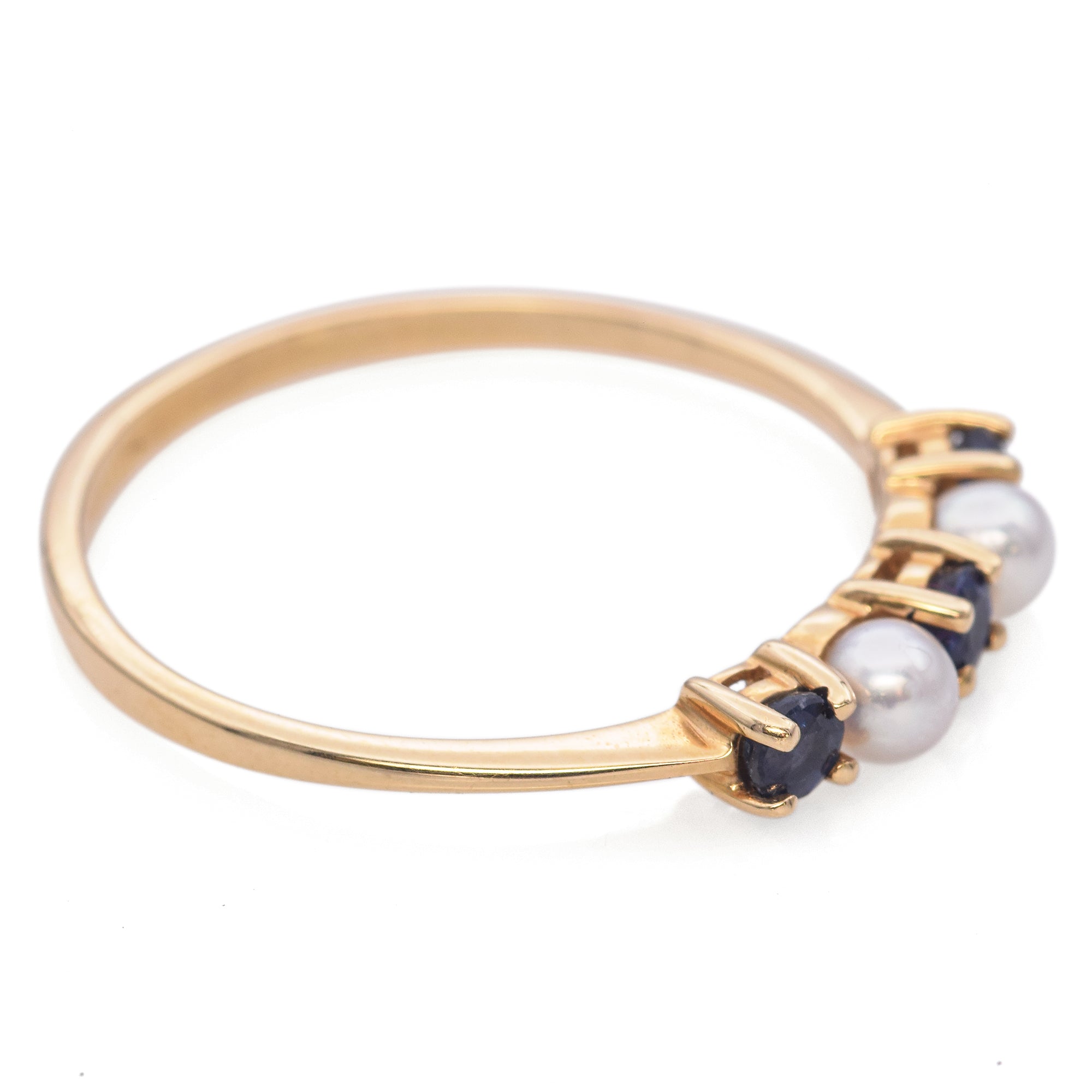 Tiffany & Co. 14K Yellow Gold 0.27 TCW Sapphire and Pearl Ring