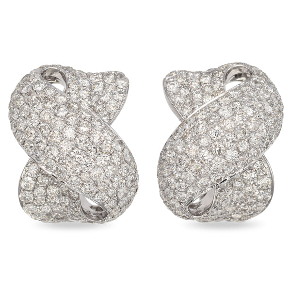 14K White Gold X Pavé 5.875 TCW Diamond Omega Back Earrings