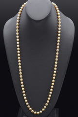 Vintage 14K Yellow Gold Golden Pearl Beaded Long Strand Necklace 31.5 Inches