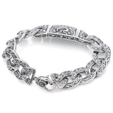 Estate Sterling Silver Heart Angel Wings Link Bracelet