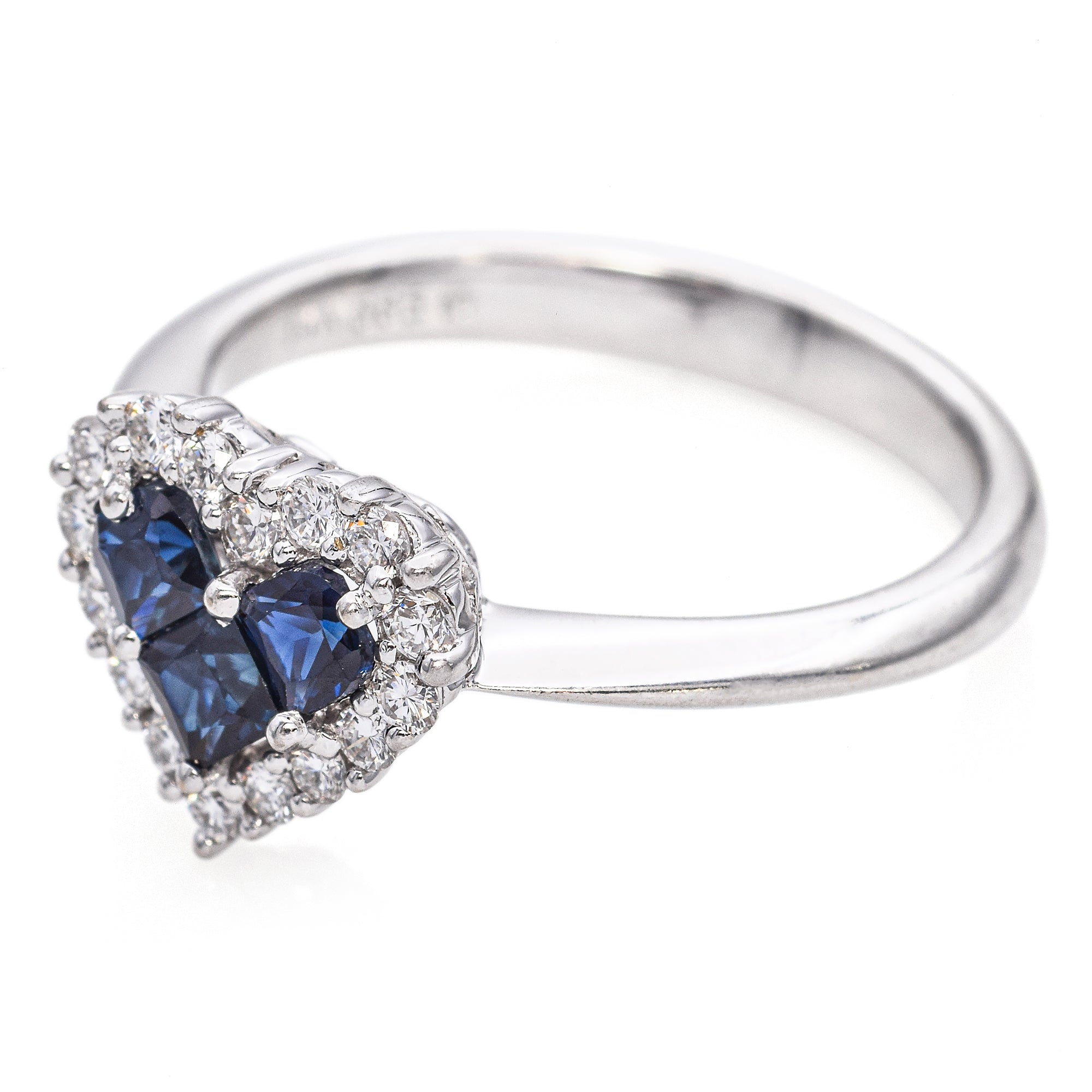 14K White Gold Sapphire and Diamond Heart Ring