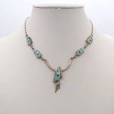 Zuni Southwestern Signed Sterling Silver Multi-Stone Inlay Necklace Earring Set