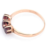 Antique 14K Yellow Gold Garnet Three-Stone Band Ring Size 5.75