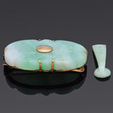 Vintage Green Jade 18K Yellow Gold Carved Bat Brooch Pin & Loose Stone Lot