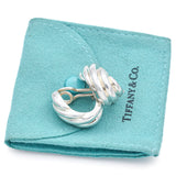 Tiffany & Co. Sterling Silver Groove Clip On Earrings + Pouch