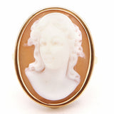 Antique 14K Yellow Gold Carved Shell Cameo Ring, Size 6