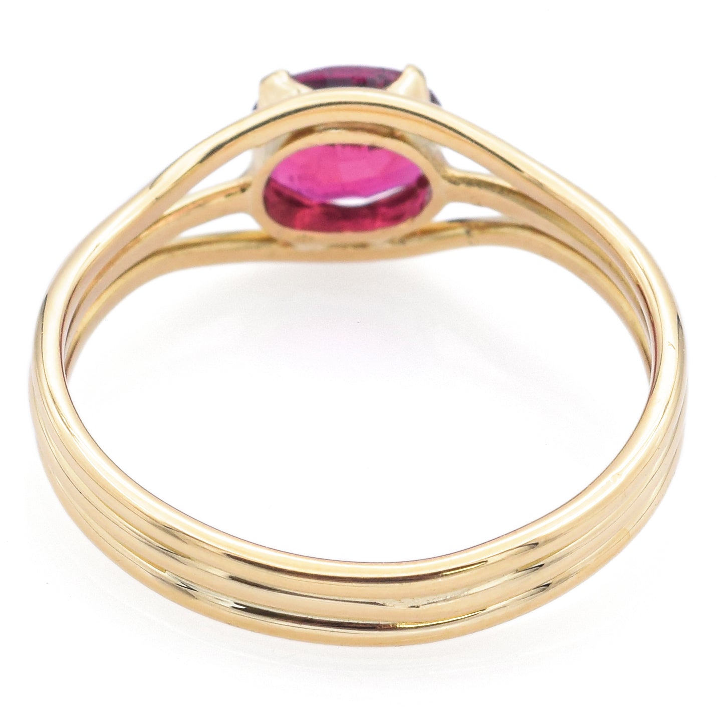 Vintage 18K Yellow Gold Rubellite Band Ring Size 6.75