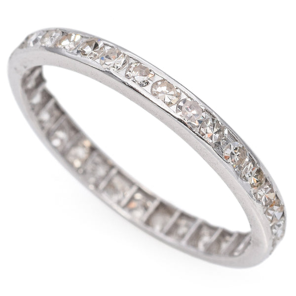 Antique Platinum .5 TCW Diamond Eternity Band Ring Size 6.5