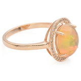 14K Yellow Gold 2.09 Ct. Opal and Diamond Halo Ring