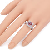 Estate 18K White Gold 1.65 Ct Padparadscha Sapphire & 1.20 TCW Diamond Band Ring