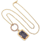 Antique GF Onyx & Garnet Intaglio Pendant on 14K Gold Chain