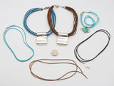 3 Milor Sterling Silver Turquoise Leather Multi-Cord Necklaces + 3 Extra Cords