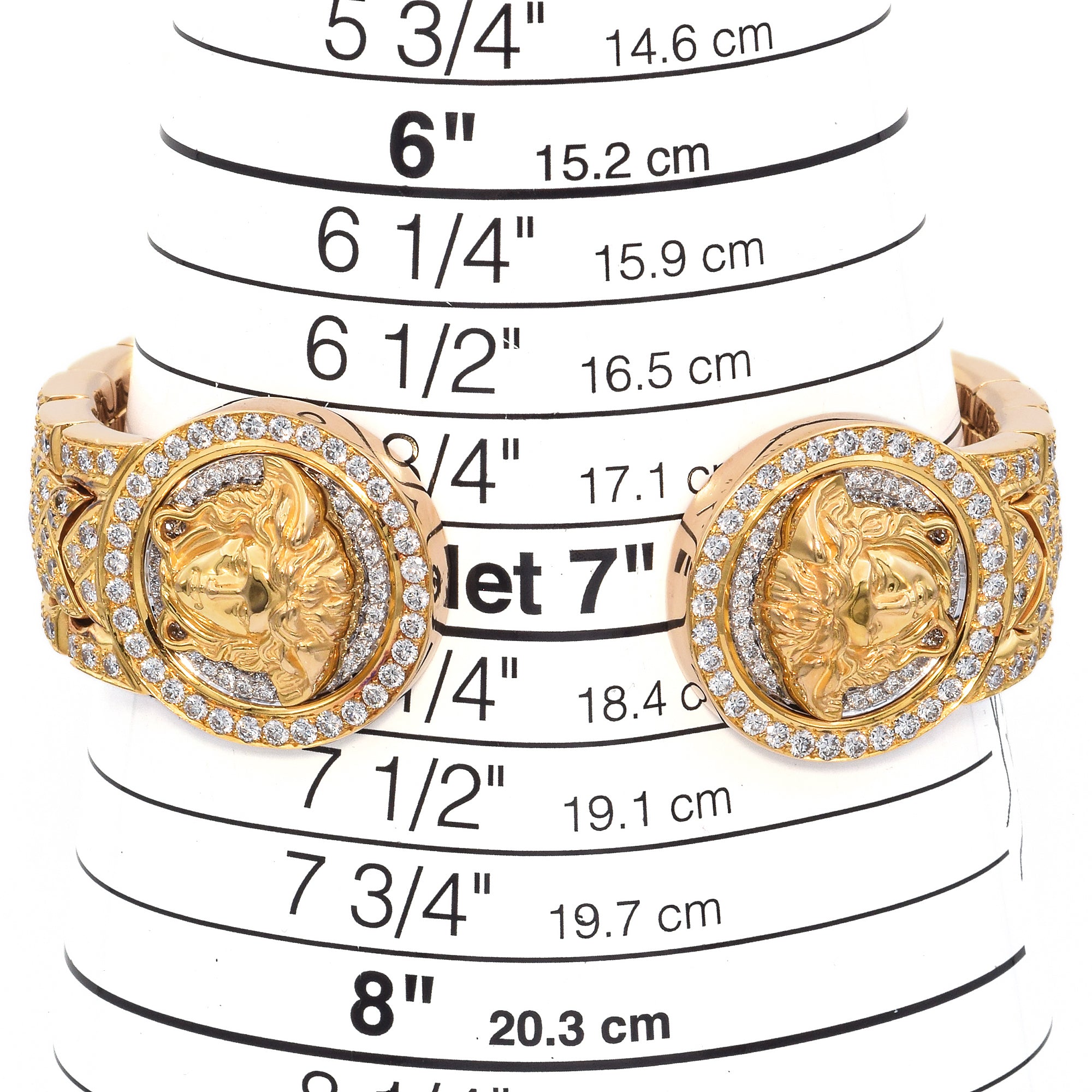 Gianni Versace 18K Yellow Gold 6.13 TCW Diamond Medusa Cuff Bracelet