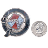 Antique Victorian Multi-Stone Silver Scottish Shield Garter Pebble Brooch Pin